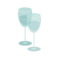 Two glasses of champagne or wine. Weddind concept. Vector Illustration on white background