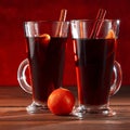 Two glasses of christmas mulled wine Royalty Free Stock Photo