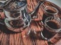 Two glasses coffe at the morning Royalty Free Stock Photo