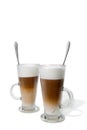 Two glasses of coffee with milk Royalty Free Stock Photo