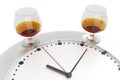 Two glasses with cognac on the dial