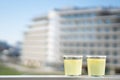 Two glasses of cold lemonade on a hot day. Royalty Free Stock Photo