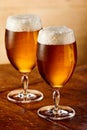 Two glasses of delicious craft beer or lager Royalty Free Stock Photo