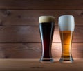 Two glasses of different colored beer Royalty Free Stock Photo