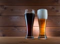 Two glasses of different colored beer Royalty Free Stock Photo