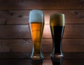 Two glasses of different colored beer Royalty Free Stock Photo