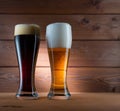 Two glasses of different colored beer Royalty Free Stock Photo