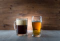 Two glasses of different colored beer Royalty Free Stock Photo