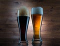 Two glasses of different colored beer Royalty Free Stock Photo