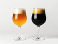 Two glasses filled with beer are positioned next to each other in a highli c aaf bc ed standard scale Royalty Free Stock Photo