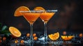 Two Glasses of Orange Juice With Garnished Orange Slices Royalty Free Stock Photo