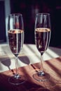 two glasses of French champagne, on the table