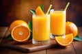 refreshing summer drink, fresh oranges