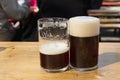 Two glasses of german alt beer in a beer garden Royalty Free Stock Photo