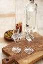 Two glasses of Grappa bianca, italian digestif Royalty Free Stock Photo