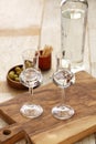 Two glasses of Grappa bianca, italian digestif Royalty Free Stock Photo