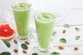 Green smoothie with spinach, grapefruit and almond milk