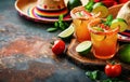 Two glasses of margarita with lime slices on top Royalty Free Stock Photo