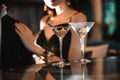 Two glasses of martini coctail in a bar. Royalty Free Stock Photo