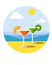 Two glasses martini on a sunny beach Royalty Free Stock Photo