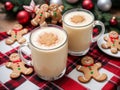 Two Glasses Of Milk With Ginger Cookies And A Ginger On The Side. Generative AI