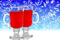 Two glasses of mulled wine on blue background Royalty Free Stock Photo