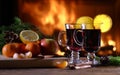 Two glasses of mulled wine gluhwein