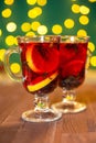 Two glasses of mulled wine on the table Royalty Free Stock Photo