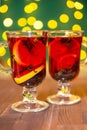Two glasses of mulled wine on the table Royalty Free Stock Photo