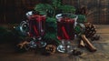 Two glasses of mulled wine, A traditional hot drink synonymous with Christmas time, Ai Generated Royalty Free Stock Photo