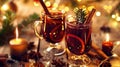 Two glasses of mulled wine, A traditional hot drink synonymous with Christmas time, Ai Generated Royalty Free Stock Photo