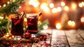 Two glasses of mulled wine, A traditional hot drink synonymous with Christmas time, Ai Generated Royalty Free Stock Photo