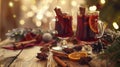 Two glasses of mulled wine, A traditional hot drink synonymous with Christmas time, Ai Generated Royalty Free Stock Photo