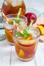 Two glasses of nectarine iced tea Royalty Free Stock Photo