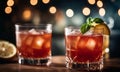 two glasses of old fashioned cocktails Royalty Free Stock Photo