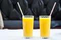 Two glasses of orange juice. Healthy drink concept. Royalty Free Stock Photo