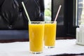 Two glasses of orange juice. Healthy drink concept. Royalty Free Stock Photo