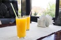 Two glasses of orange juice. Healthy drink concept. Royalty Free Stock Photo