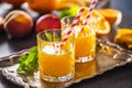 Two glasses with orange or multivitamin juice Royalty Free Stock Photo