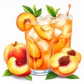 Two Glasses Peach Iced Tea with Peach Slices Royalty Free Stock Photo