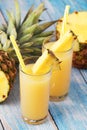 Two glasses with pineapple juice Royalty Free Stock Photo
