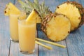 Two glasses with pineapple juice Royalty Free Stock Photo