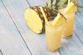 Two glasses with pineapple juice Royalty Free Stock Photo