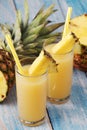 Two glasses with pineapple juice Royalty Free Stock Photo