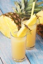 Two glasses with pineapple juice Royalty Free Stock Photo