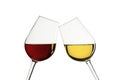 Two glasses with red and white wine Royalty Free Stock Photo