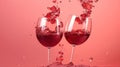 Two Glasses of Red Wine Abstract Heart Splash Pastel Red Blurry Background Royalty Free Stock Photo