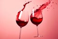 Two Glasses of Red Wine Abstract Heart Splash Royalty Free Stock Photo