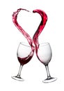 Two Glasses of Red Wine Abstract Heart Splash