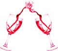 Two glasses of red wine abstract splash isolated on white Royalty Free Stock Photo